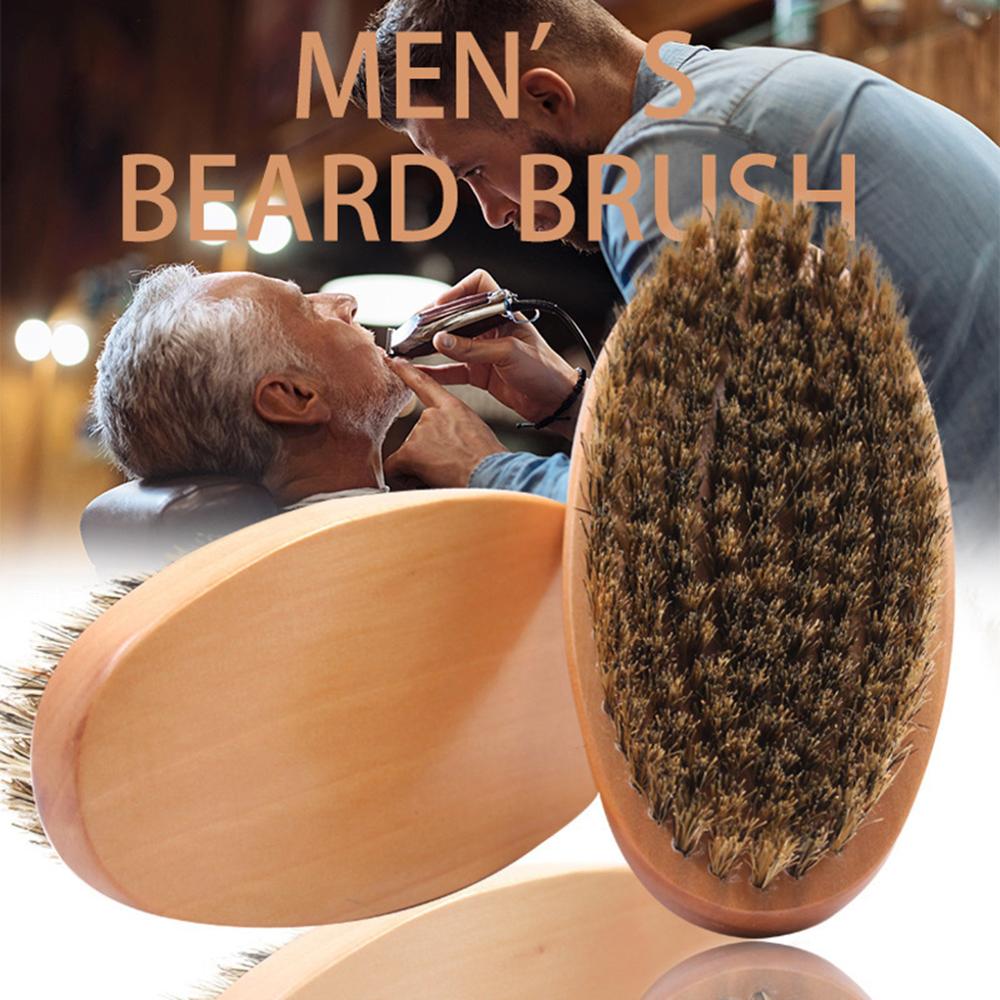 Naturlig ornebørste skægbørste til mænd bambus ansigtsmassage, der gør underværker til at rede skæg og overskæg