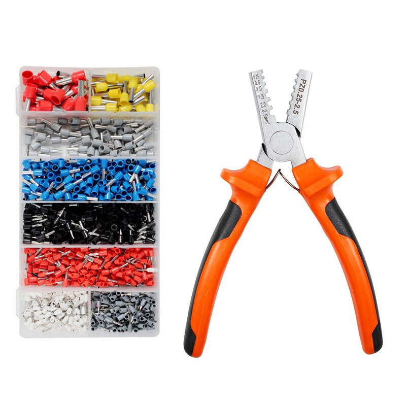 Crimping Tube Terminal Pliers 0.25-35mm GERMAN Style Mini Crimper Pliers electrical Bootlace 1200pcs Terminal VE Crimping Tools