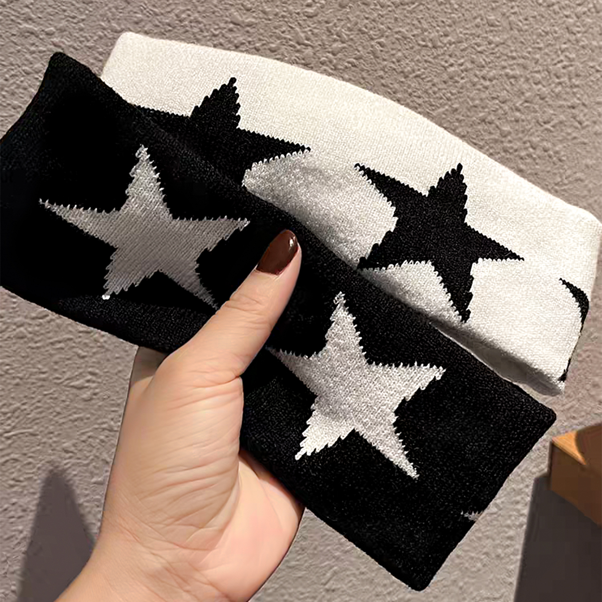 1 Stück schwarze Stirnbänder für Frauen, rutschfest, weiches Haar-Accessoire, Sterne-Kopfwickel für Frauen, Yoga, trainieren
