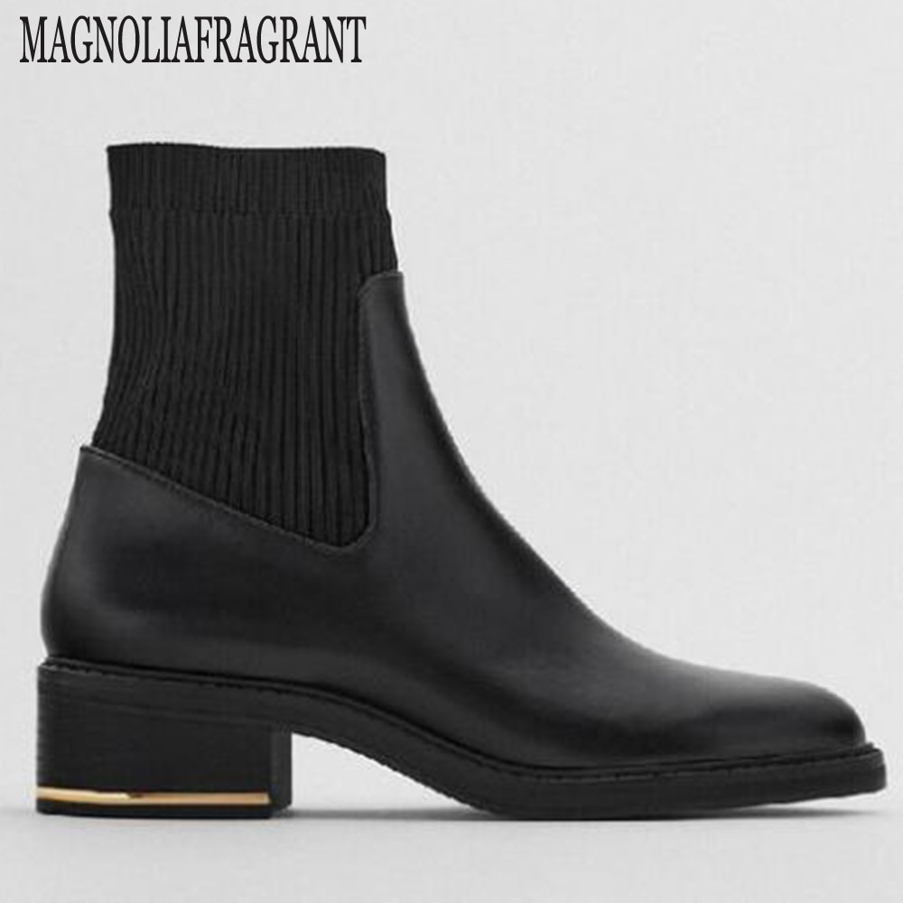 Chelsea Boots Women&#39;s Ankle boots British style women boots Round Toe Winter Shoes Women Boot Black zapatillas mujer ay52