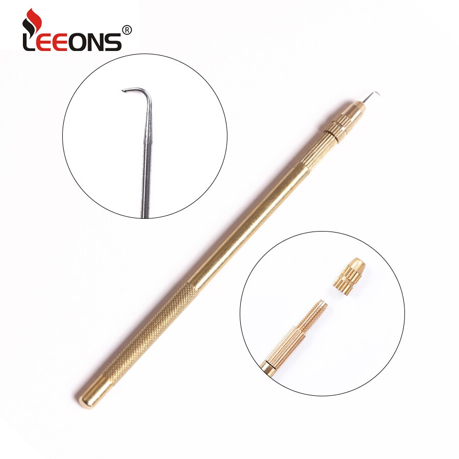 Leeons Bronze Ventilating Needles 4 Pcs Needs With 1 Ventilating Holder Wig Weaving Needle For Lace Wig Making Tool