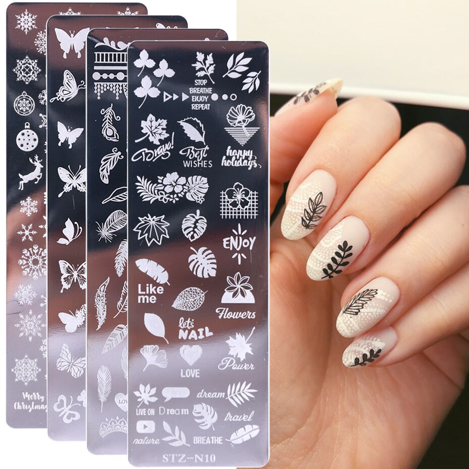 1 stücke Nagel Stanzen Platten Blume Blatt Geometrie Tiere Bild Stempel Vorlagen Dreamcatch N01-12Maniküre Drucken Schablone Werkzeuge