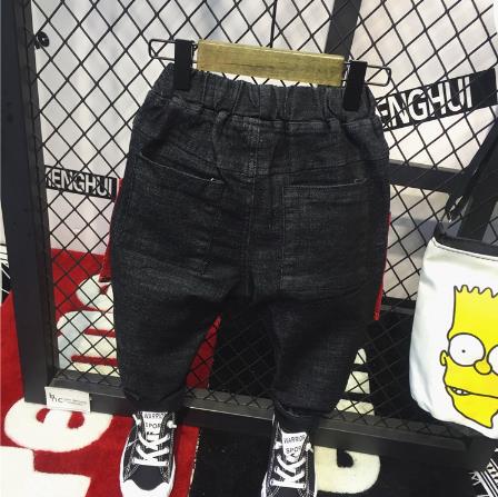 Barns stretchjeans mörka bokstavssömmar som passar för 2-6 år gammal pojke
