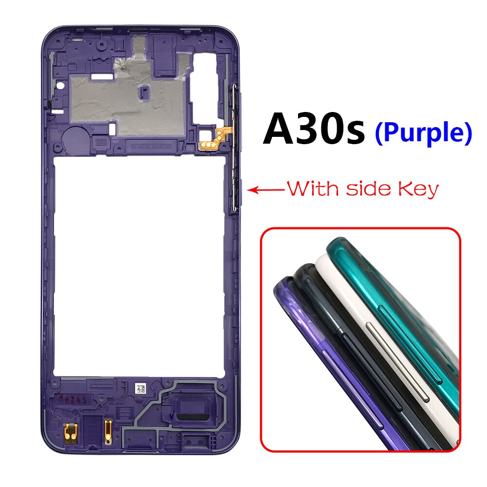 Per Samsung Galaxy A20S A30S custodia cornice centrale + tasti laterali pulsanti di accensione e Volume sostituzione per Samsung A50S A20 A70: A30S Purple