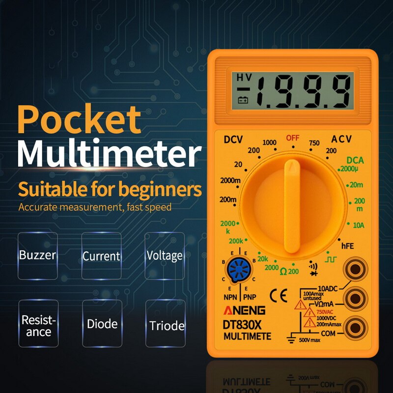 Urijk DT830B Dc/Ad Lcd Digitale Multimeter 750/1000V Voltmeter Amperemeter Ohm Tester Hoge Veiligheid Handheld Meter digitale Multimeter