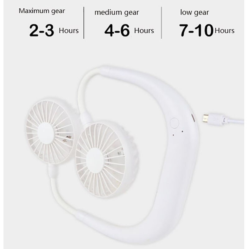 electric fans 3d model Seven colored lights neck hanging usb charging fans for home