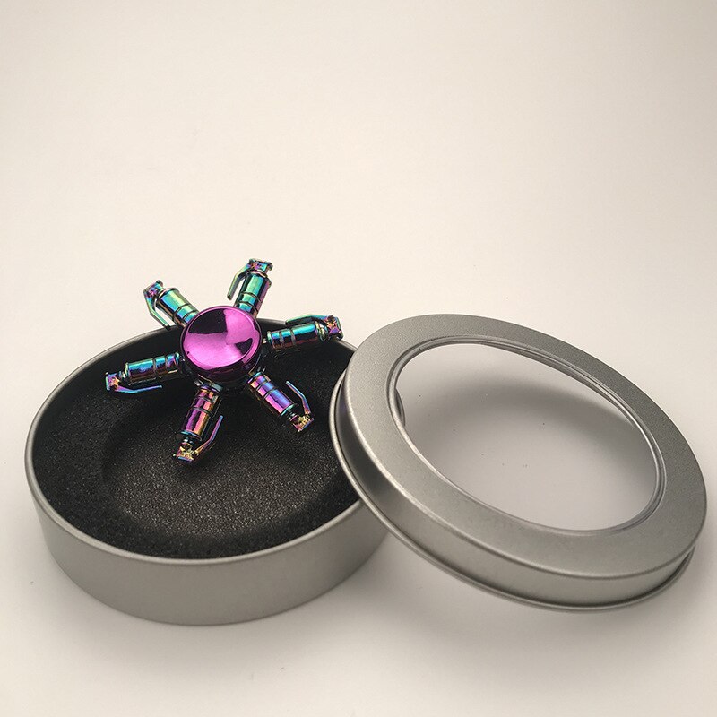 Nuovo metallo colorato Fidget Spinner gradiente creativo timone a sei stelle Spinner a mano sollievo dallo Stress EDC Figet Spiner bambini giocattoli per adulti: H30