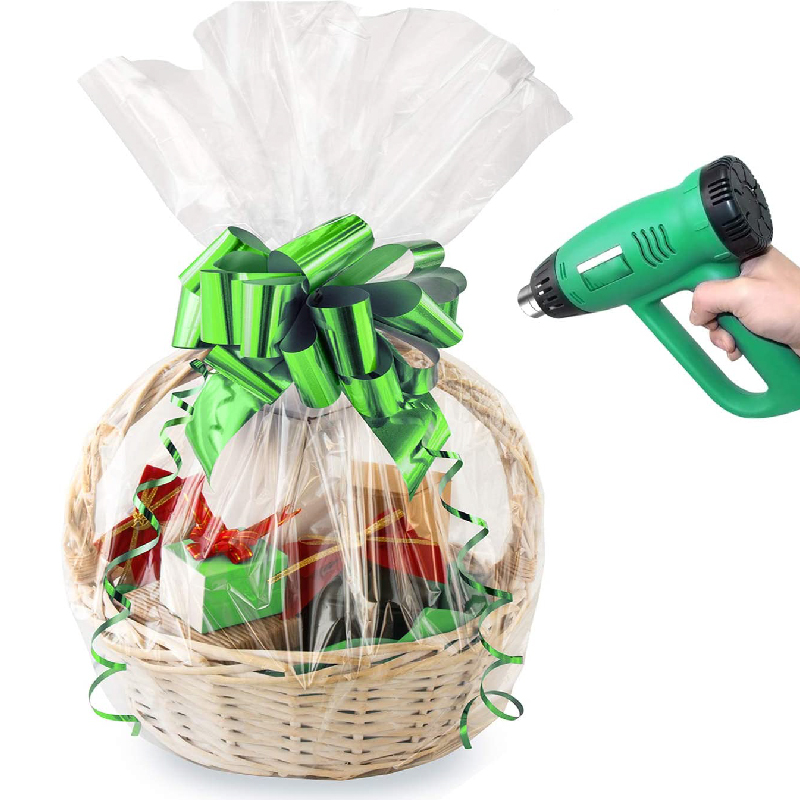 10 Uds. Bolsas de de cesta retráctil Extra grande, cestas de bolsas retráctiles de PVC de celofán transparente para de Navidad