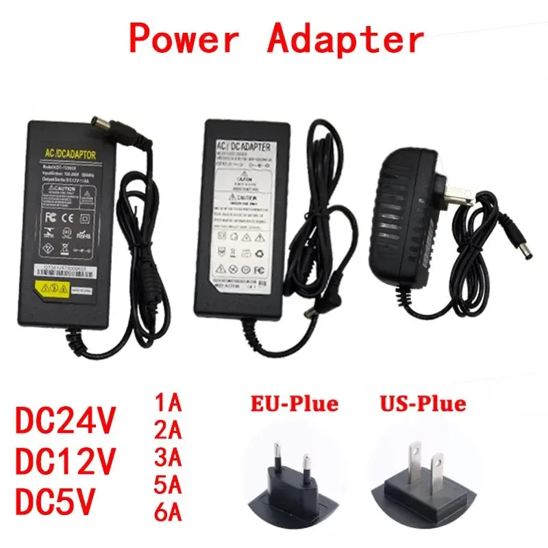 Universal Charger Adapter Power Supply UK EU US Plug DC 5V 12V 24V 1A 2A 3A 5A 6A Volt Lighting Led Strip Lamp AC Driver