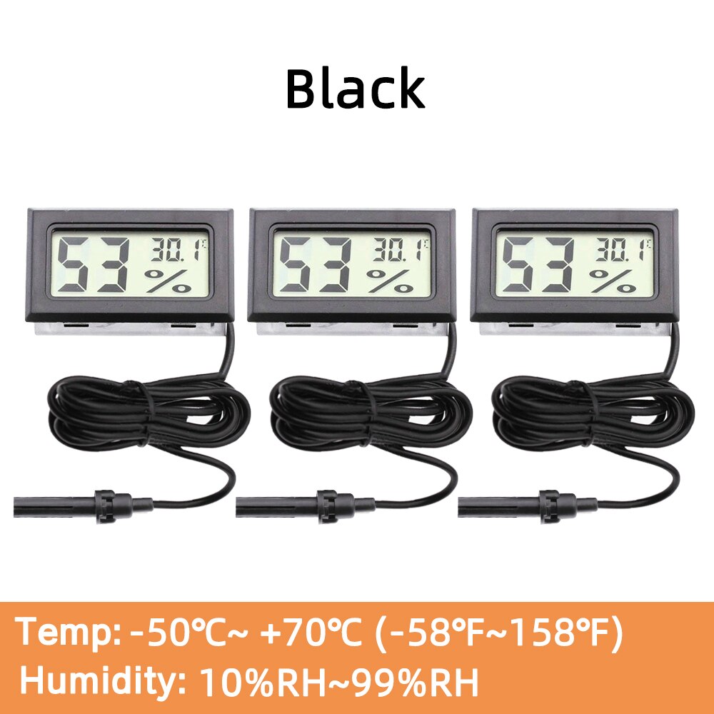 Temea-Mini Termómetro Digital, higrómetro con sonda para interiores, Sensor de temperatura pequeño, medidor de humedad, pantalla LCD, 2/3 piezas: HY-12 x3 Black