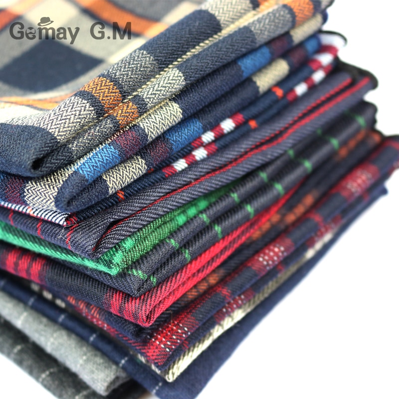 Cotton Mens Pocket Square Adult Plaid Hankerchief Scarves Vintage Hankies Men's Hanky Square Handkerchiefs