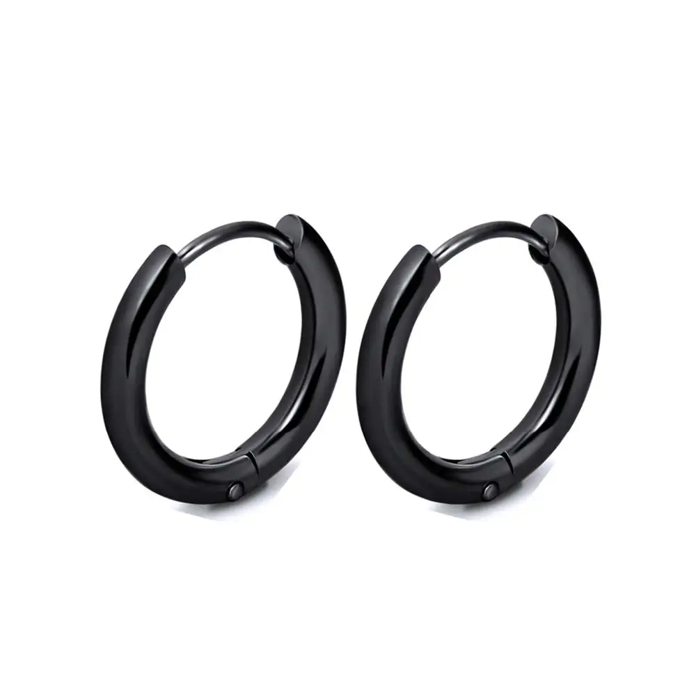 Pendientes de aro pequeños para Mujer y hombre, aretes redondos de acero inoxidable, Color dorado y plateado, antialérgico, 2 uds.: Rojo / Rodio plateado