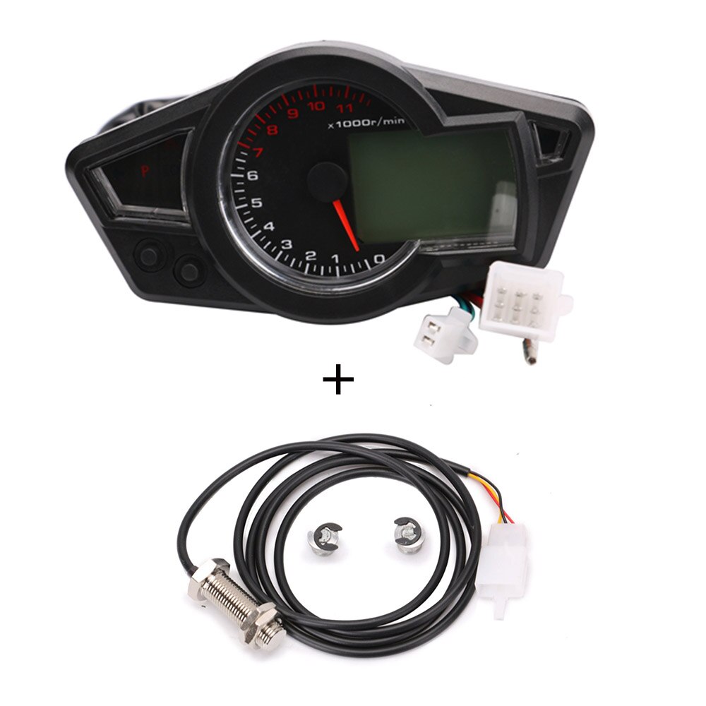 Motorcycle LCD Speedometer Motorcycle Digital Odometer Speedometer Tachometer Fit for 2&4 Cylinders: Default Title