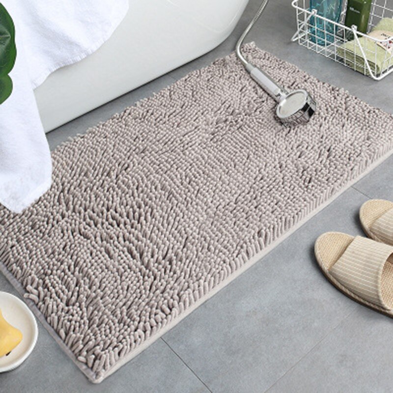 Chenille Bath Mat Soft Shaggy and Comfortable Super Absorbent and Thick Non-Slip Machine Washable for Bathroom TP