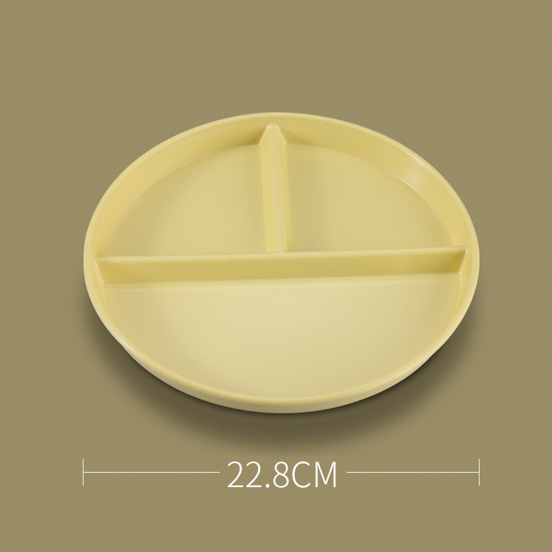 Compartment Plate For Food Round Plastic Dinner Plates Dinnerware Dining Plate Serving Dishes Cake Salad Kitchen Plates: Yellow