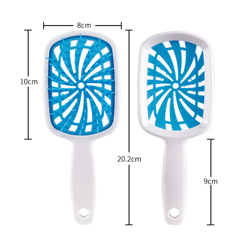 1 cepillo para desenredar ancho, peine para peluca, peine para masaje del cuero cabelludo, peine antiestático para desenredar el cabello húmedo o seco de doble uso, cepillo para el cabello hueco: Rosa