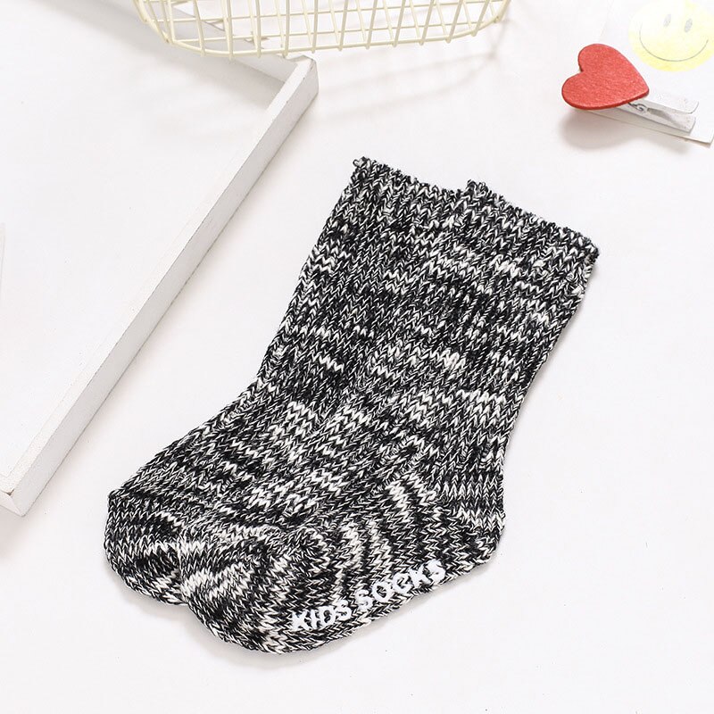 Hylidge Cotton Baby Boys Girls Socks Winter Knit Warm Ankle Socks for 0-4 Years Children Mix Color Infant Baby Sock Cheap Stuff: Black / 6M