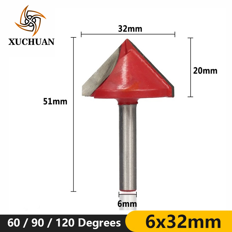 1pc 6x32mm 60/90/120 degrés bois tondeuse 3D routeur peu pour le travail du bois fraisage v forme gravure peu bois routeur peu