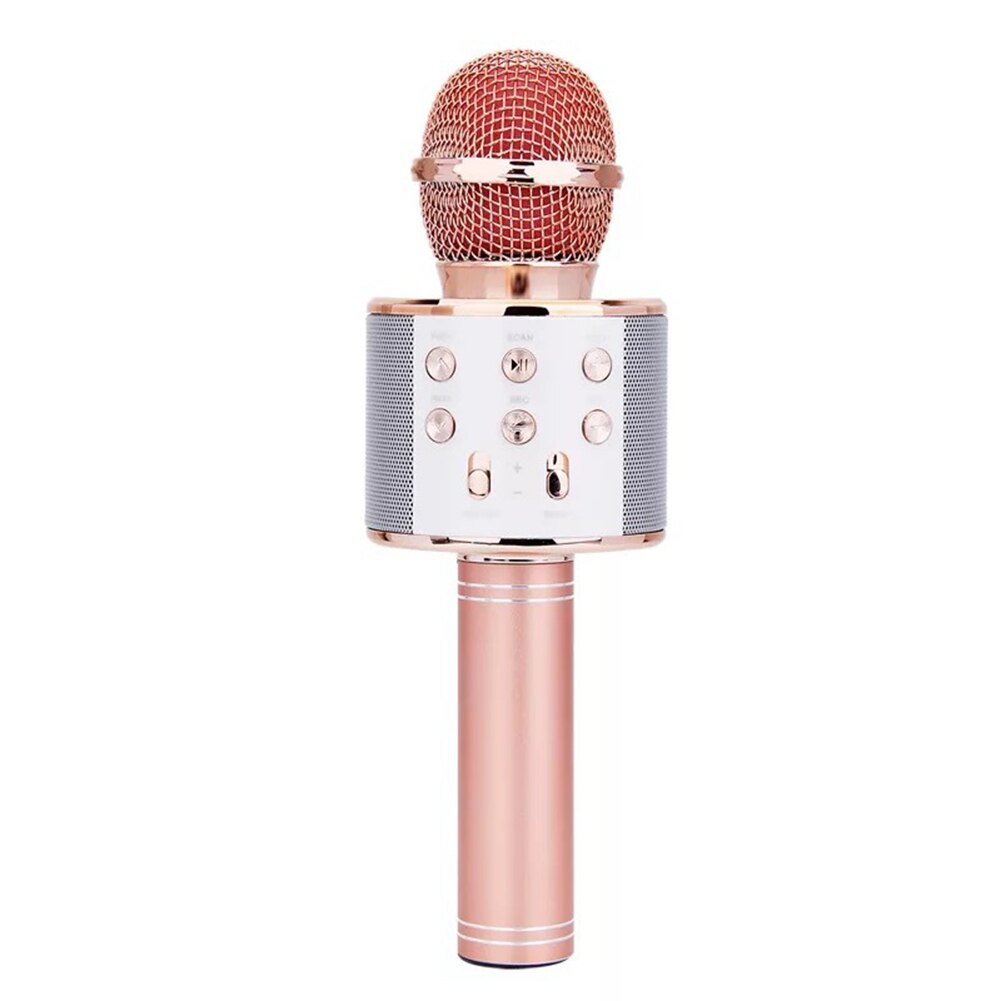 WS858 Handheld Bluetooth Wireless Karaoke KTV Party Music Singing Microphone Recorder Handheld Microphone Mic 1800Mah Microphone: Rose Gold