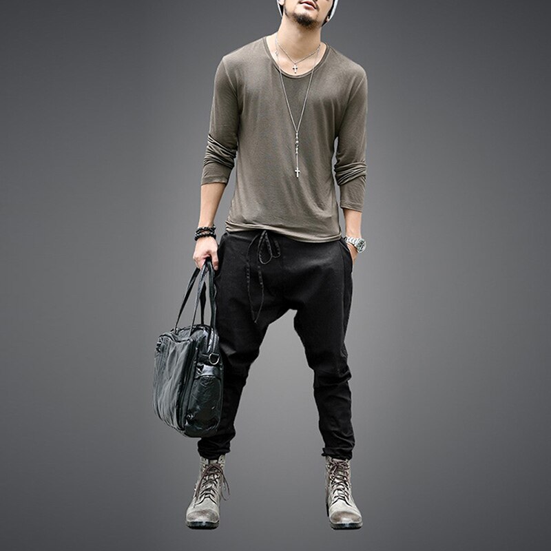 Pantalones bombachos informales para hombre, pantalón holgado, con cordón largo, para otoño y primavera