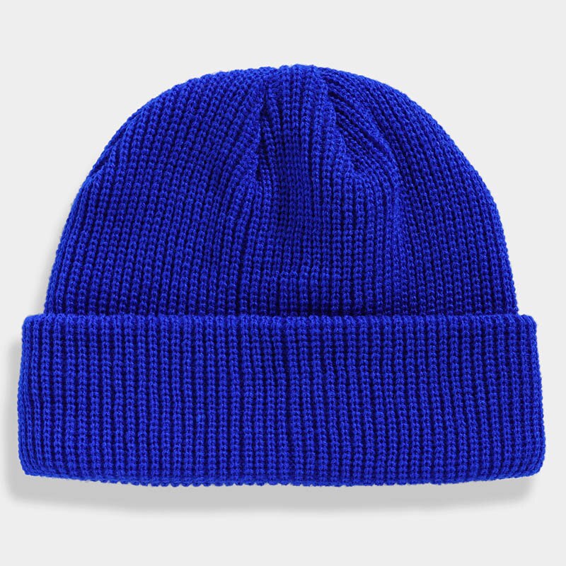 Vinter hue kort kalot unisex dame hue strikket hue hue sømandskasket manchet kantløs retro navy hat varm kalot: Safir