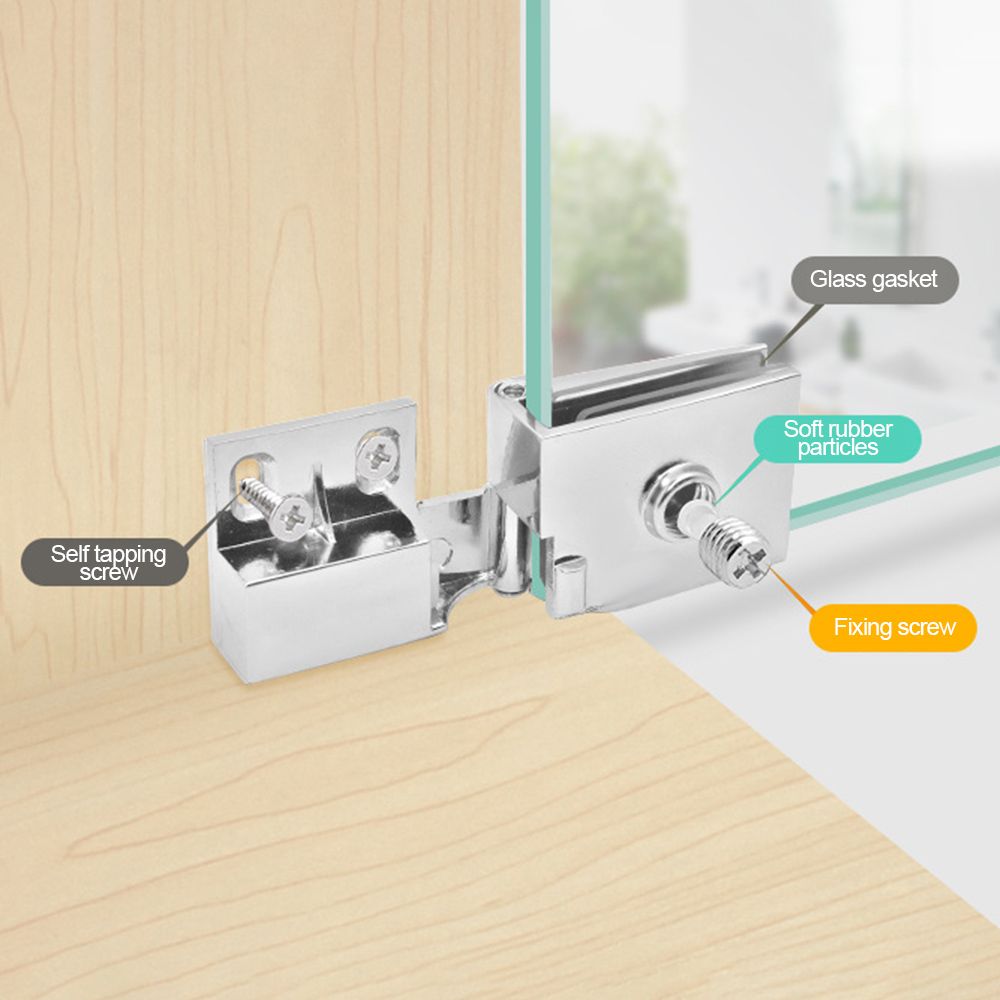 Zinc Alloy Glass Door Hinge Self-closing Side Mounted Frameless Clamp Furniture Accessories No Drilling Cabinet Door Hinge