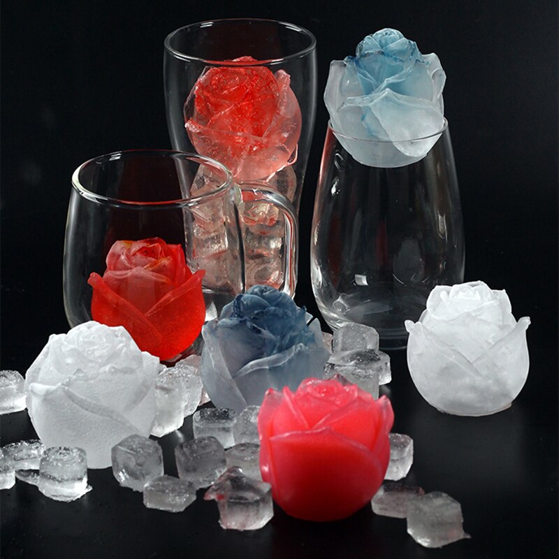 Ice Cube Form Silicone Rose Shape Icecream Mold 3D Big Freezer Ice Cream Ball Maker Reusable Whiskey Cocktail Mould Bar Tools