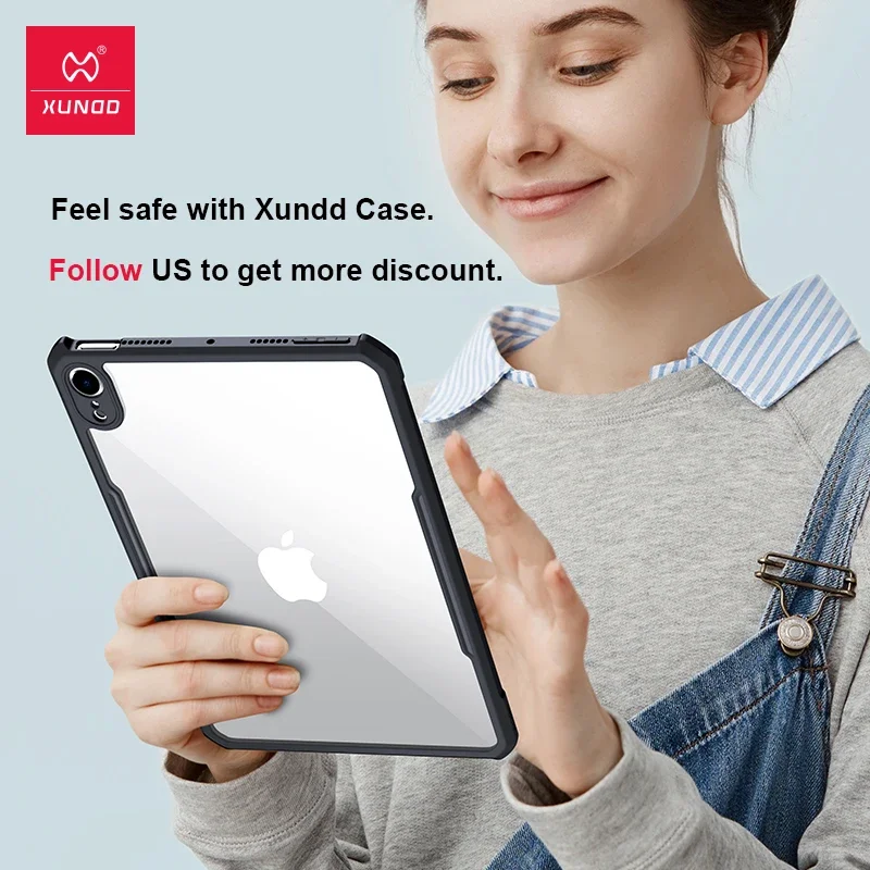 Voor iPad Mini 6 A17 Pro 2024 Tablet Case XUNDD Luxe Airbags Schokbestendig Beschermende Ultra Dunne Transparante Back Shell