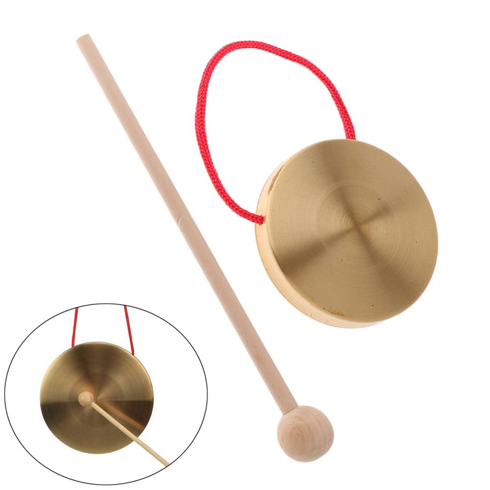 4 polegada de Bronze da Mão Gongos Címbalos de Cobre Vara De Madeira para Banda Ritmo de Percussão Instrumento Crianças Música Brinquedos