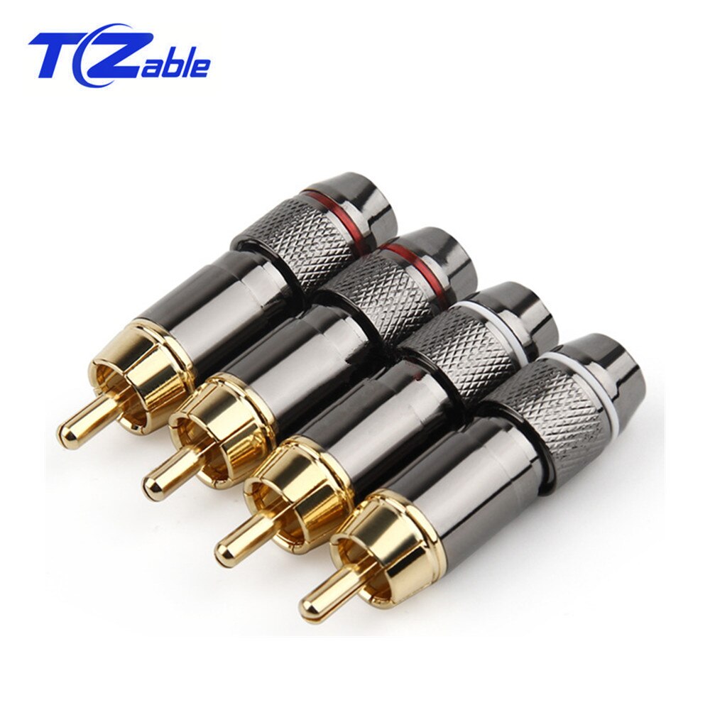 RCA Connector Gold-Plated Lotus Head Video Audio Cable Connector Supports 6MM Cable RCA Male Plug Adapter Solder AUX Cable Plug