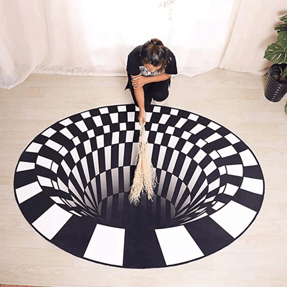 3D Vortex Illusion Rug Swirl Print Optical Illusion Areas Rug Carpet Floor Pad Non-slip Doormat Mats for Home