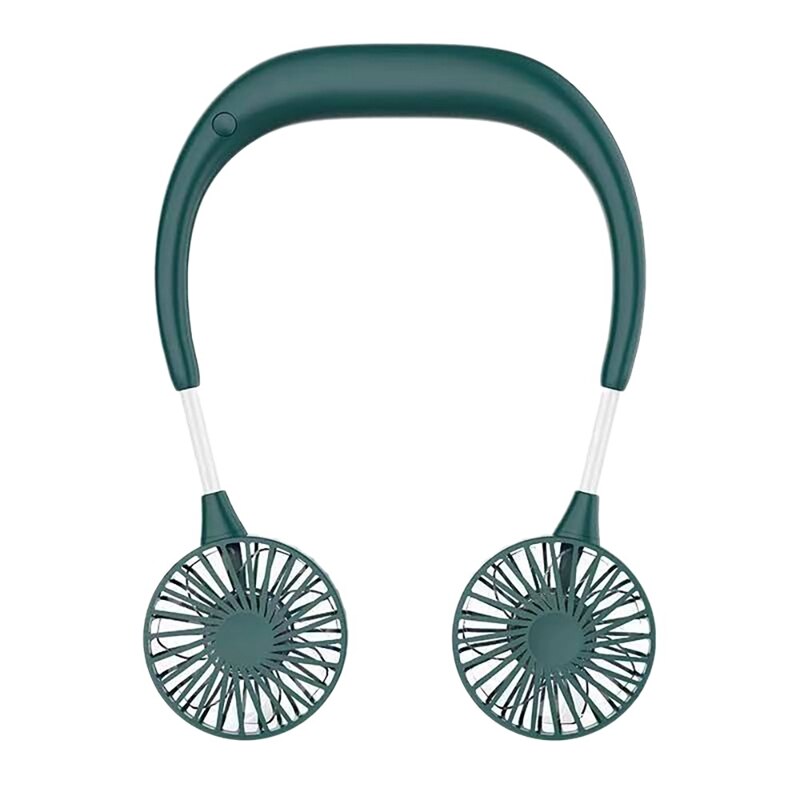 Neck Fan Portable USB Rechargeable Fan Personal Fan Wearable with Dual Heads for Travel Outdoor Office: dark green