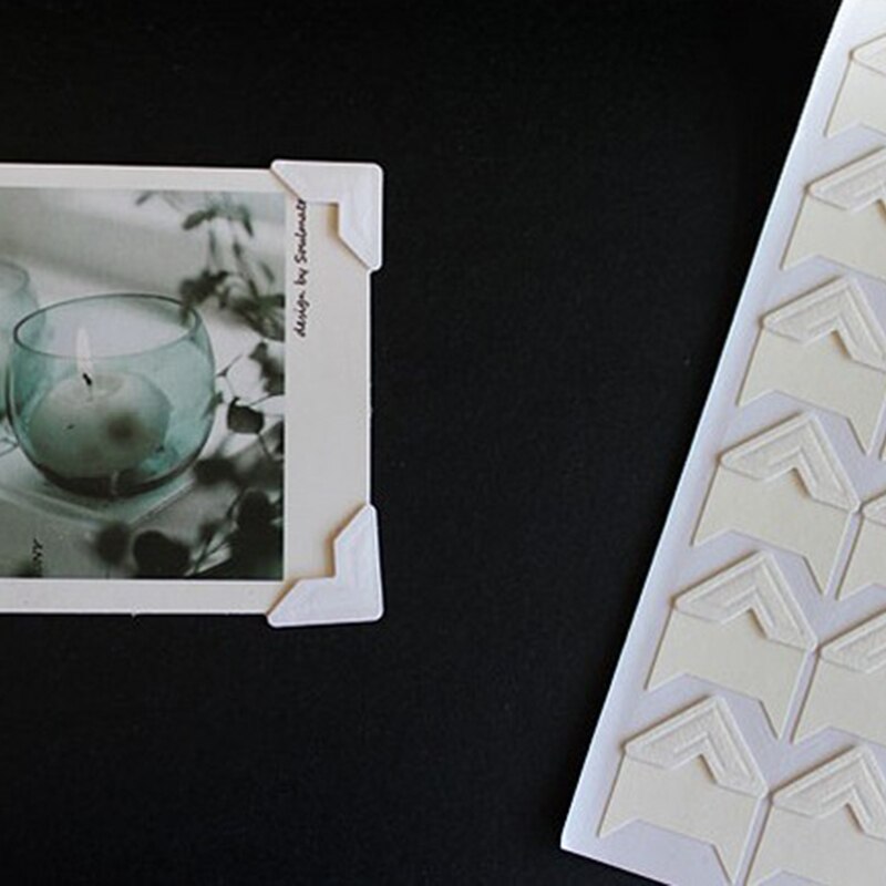 120 unids/lote (5 hojas) Papel kraft clásico esquina pegatinas para álbumes de recortes foto Marco de álbumes DIY decoración, oro/Blanco/Negro ..