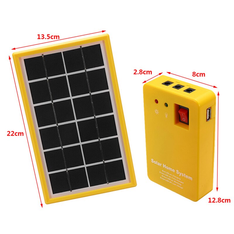 Solar Power Panel Generator Kit Home System with 3 Led Bulbs Outdoor Lighting