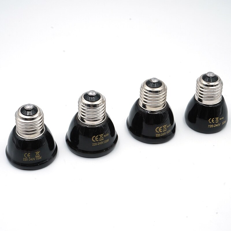 E27 25w 50w 75w 100w kæledyr varmelampe sort infrarød keramisk emitter varmepære kæledyr ruger krybdyr lampe 220-230v