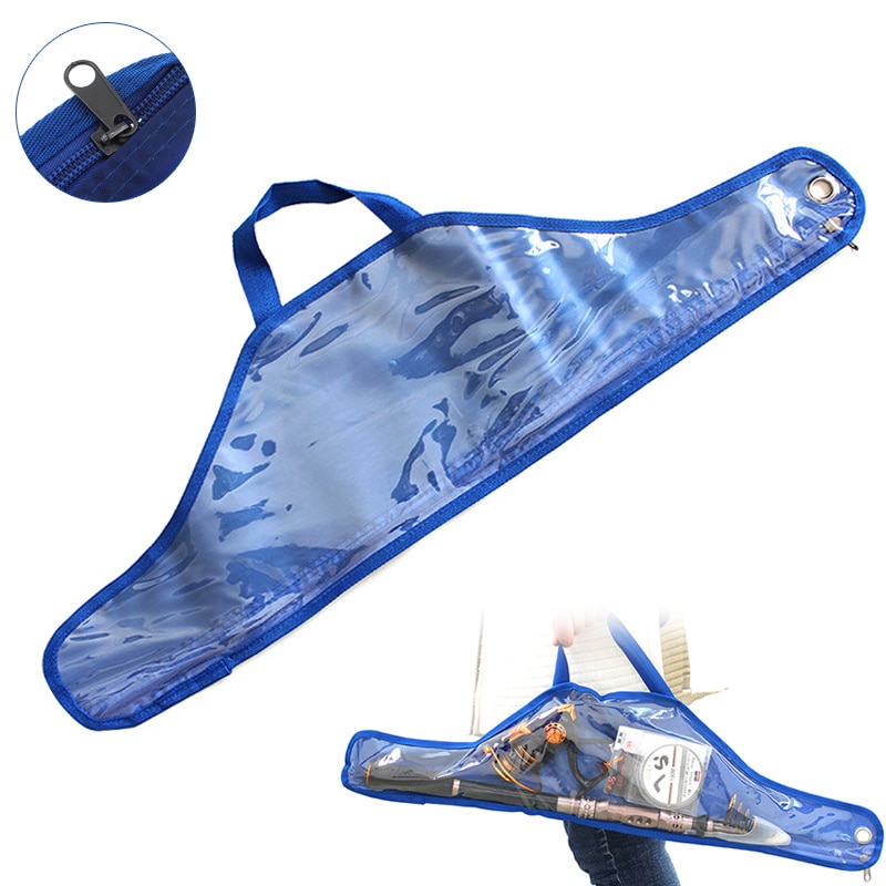 68 Cm Handig Blauw Transparant Plastic Canvas Tas Voor Hengel Reel Lijn En Andere Vissen Gears Opbergtas
