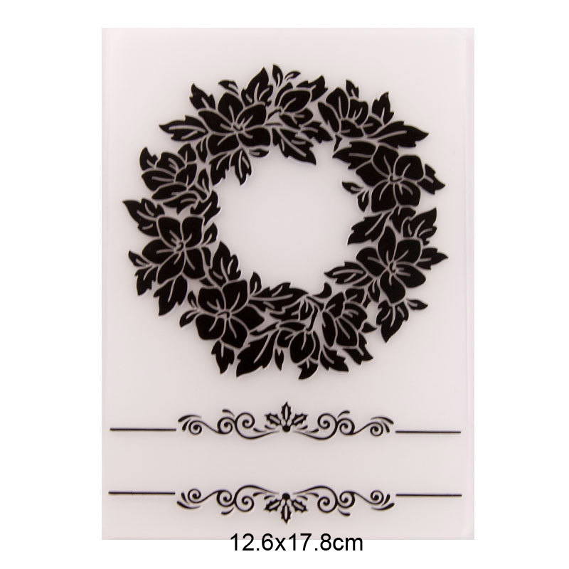 Embossing Folder Flower Wreath Scrapbooking Plastic Embosser Folders Card Making Supplies Album Wedding Invite Paper Craft Decor
