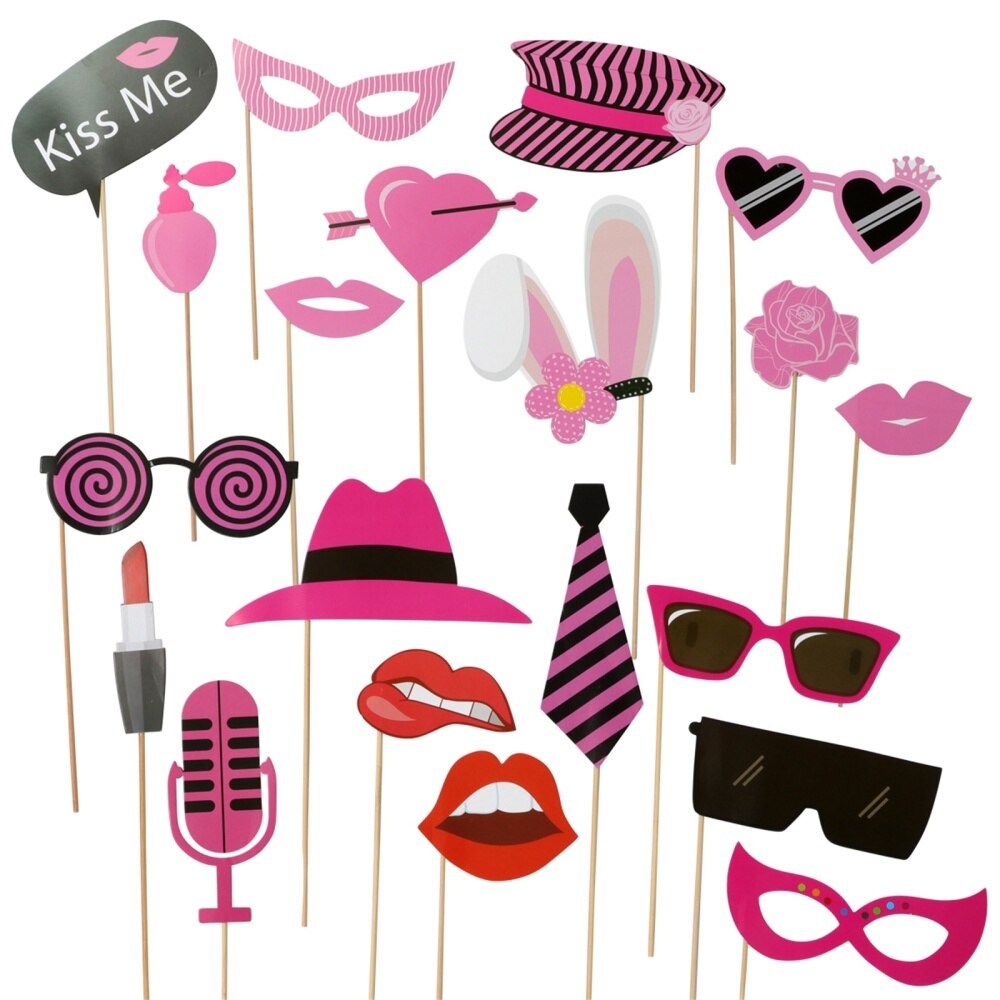 20pcs Funny Birthday Photo Props Birthday Supplies Party Picture Shooting Decors: Assorted Color