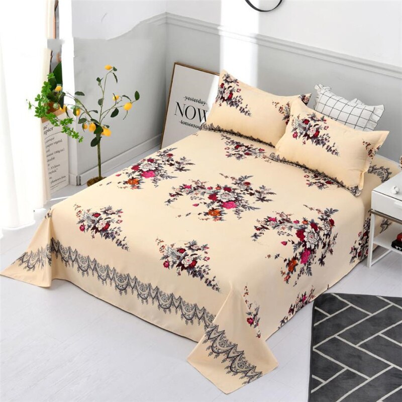 Nostalgische Stijl Laken Dunne Textiel Slaapkamer Beddengoed Met 2 Stuks Kussensloop Enkele Dubbele Grote Size King Queen Bed Cover f0501: YELLOW / 300x230cm