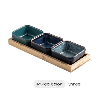 ceramic grid fruit plate snack plate serving platter Japanese small dish with tray Home desktop dried fruit snack tray: D