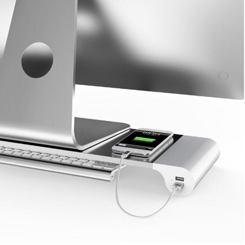 Support de moniteur en aluminium Support de colonne montante socle de bureau Support transfert de données et charge avec Port de charge USB-prise US