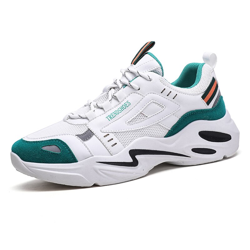 Par utomhus man sneakers lätta fritidsskor för män andas herr tränare skor trend schoenen mannen sportskor: Grön / 8