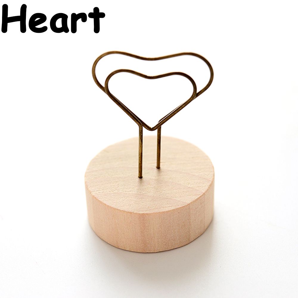 Soporte colgante de madera para tarjetas y notas, Base para fotos, Clip para notas, artículo, marco de fotos, mesa, suministros de oficina,: heart