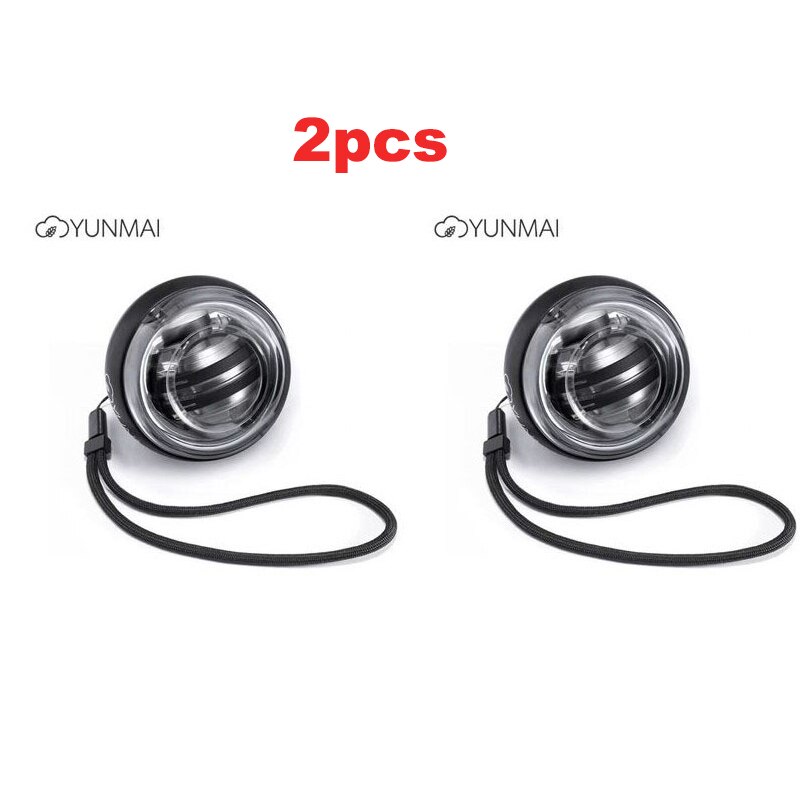 3 Colors Original Yunmai Wrist Ball Trainer LED Gyroball Essential Spinner Gyroscopic Forearm Exerciser Gyro Ball Decompression: 2pcs Black