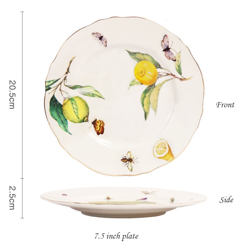 European Vintage Coffee Cup Saucer Set Ceramic Phnom Penh Teacup Teapot Home Kitchen Supplies Party Tea Set Housewarming: Plate 7.5