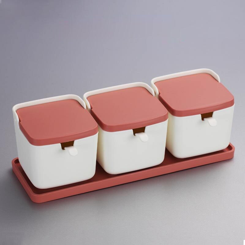 1 Set Plastic Sugar Bowl with Spoon Kitchen Salt Container Salt And Pepper Spice Bottle: 11