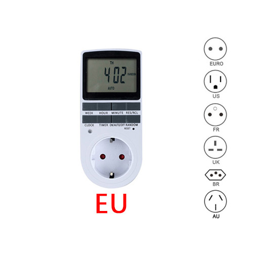 Electronic digital timer switch UK US AU EU FR kitchen timer 24 Hour cyclic programmable timing socket: Red