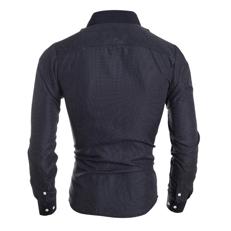 Camisetas clásicas con de lunares para hombre, estilo de Reino Unido de manga larga, camisa informal para niños pequeños, corte ajustado, M-2XL