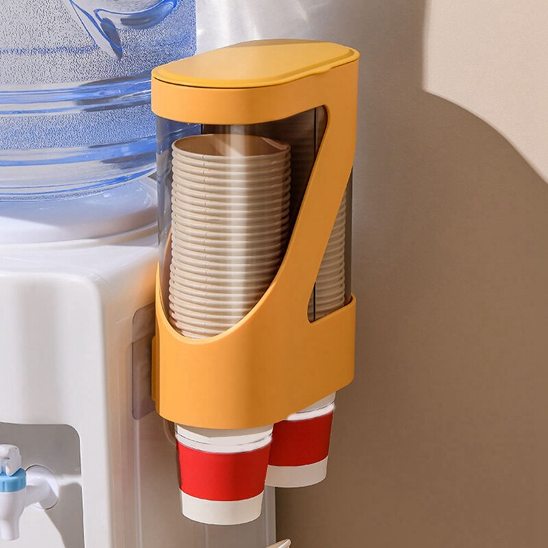 Water Cooler Cup Dispenser,Bathroom Pull Type Cup Holder Wall Mounted, Double Tube Disposable Cups Dispenser