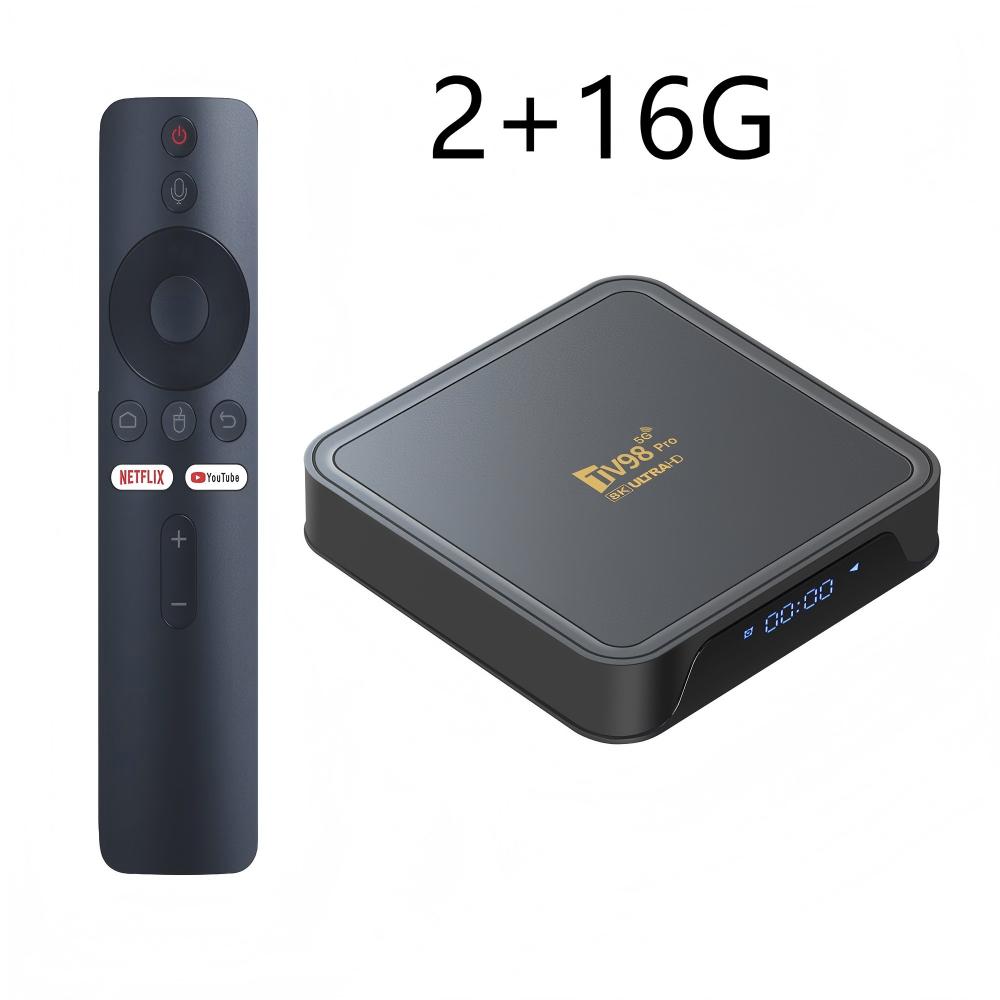TV98 Pro TV Box Android 14 Suporte HD 8K4K Vídeo 5G Dual Wifi BT5.2 Reprodutor de controle remoto por voz Allwinner H313 Smart TV Box iptv: Rosa / Plugue da UE